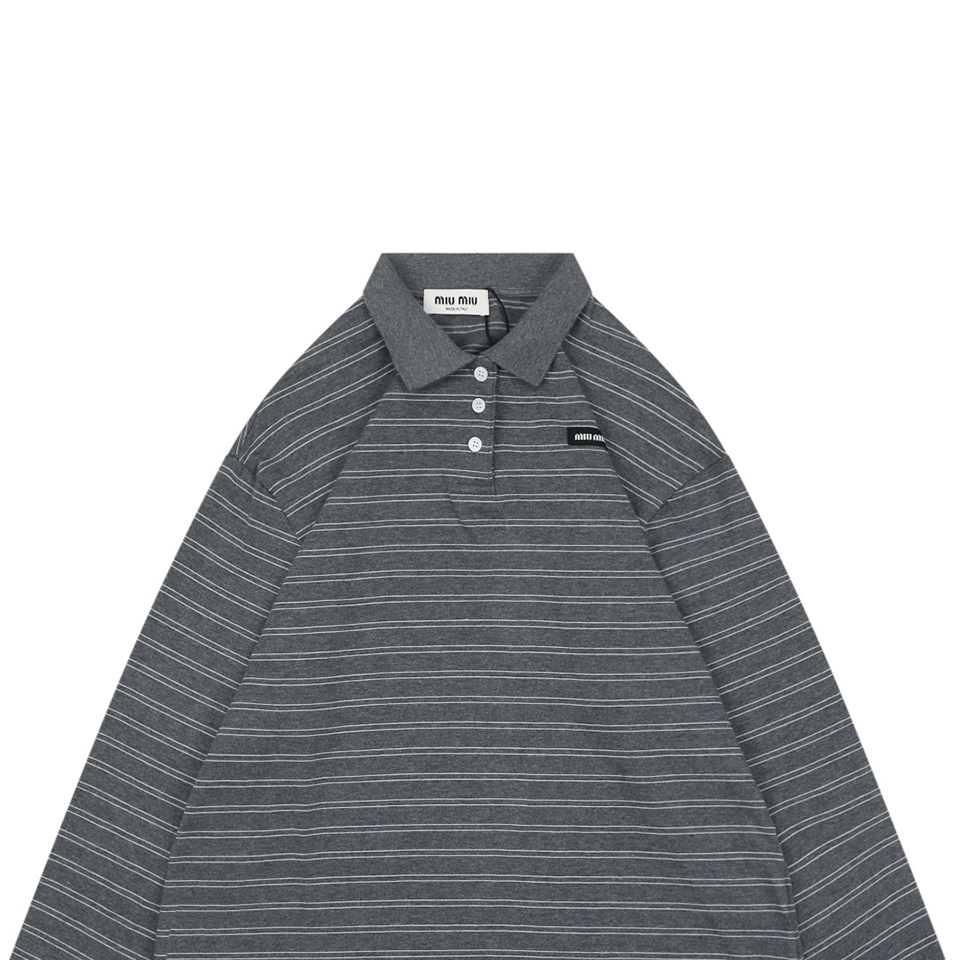 MM Striped Logo Patch Polo Shirt Grey/Black