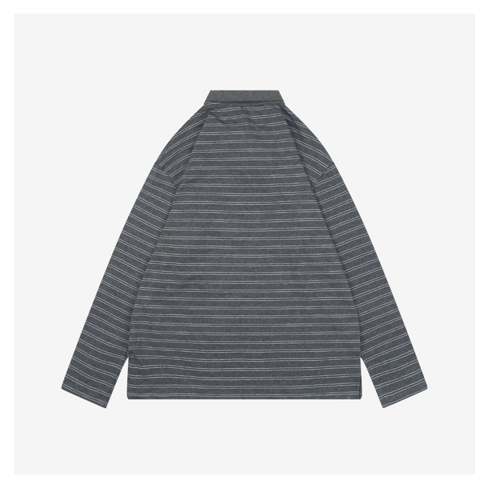 MM Striped Logo Patch Polo Shirt Grey/Black Back side