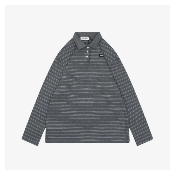 MM Striped Logo Patch Polo Shirt Grey/Black