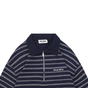 MM Striped Quarter-Zip Polo Sweatshirt