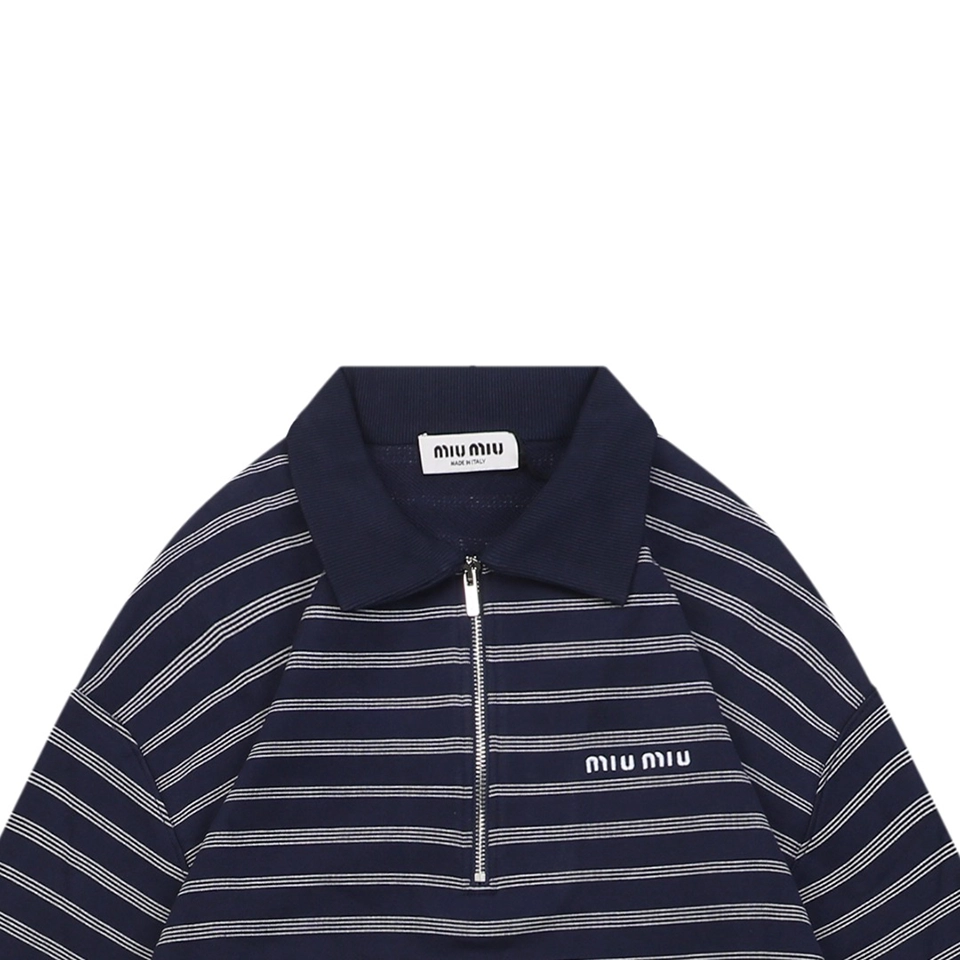 MM Striped Quarter-Zip Polo Sweatshirt