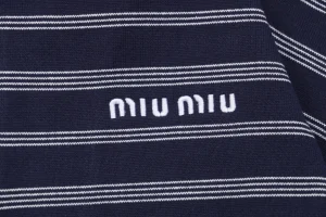 MM Striped Quarter-Zip Polo Sweatshirt Logo