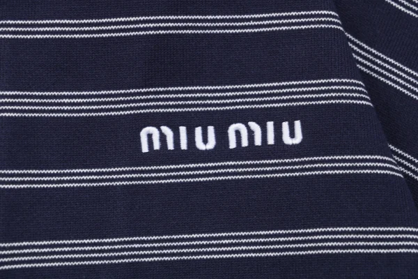 MM Striped Quarter-Zip Polo Sweatshirt Logo