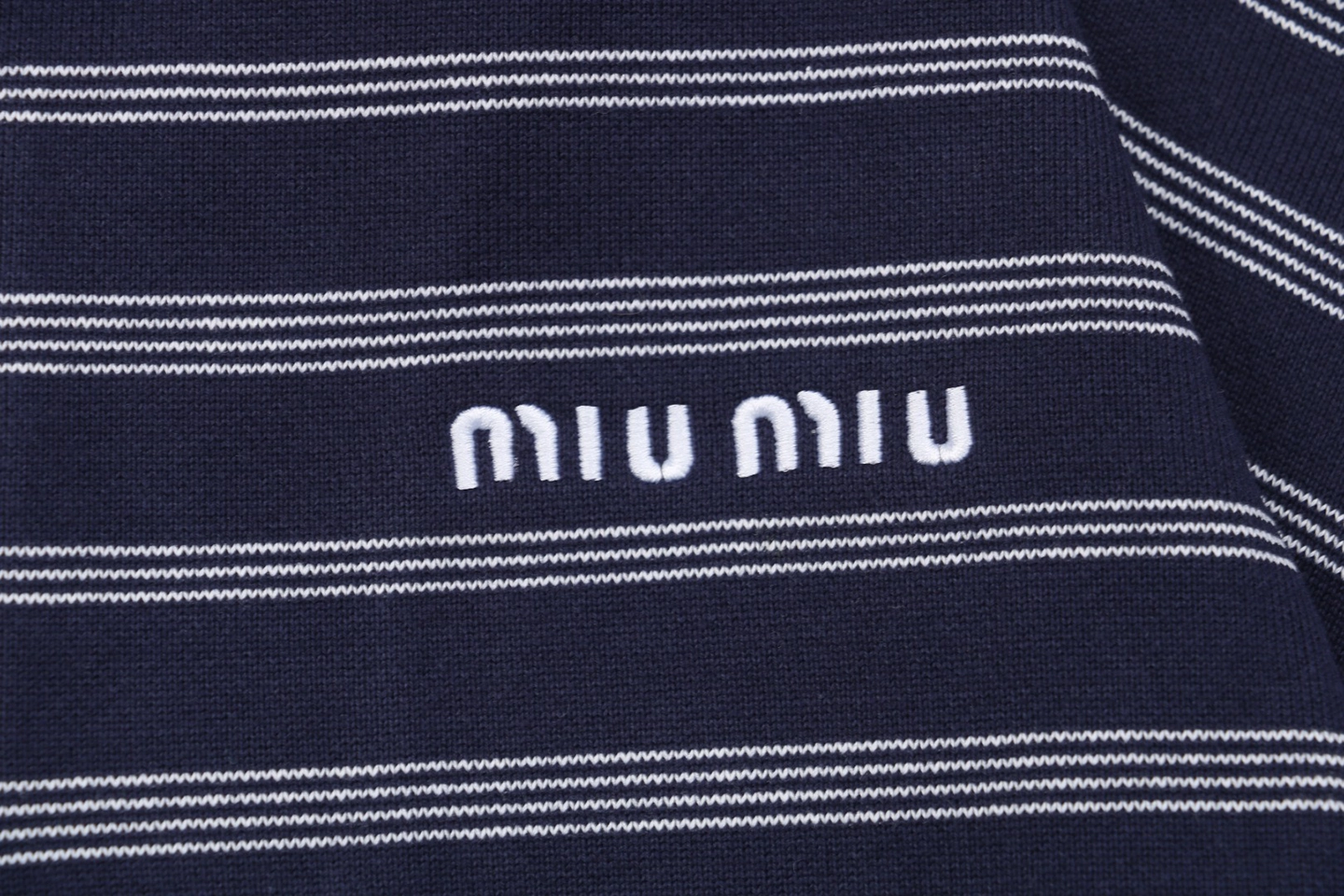 MM Striped Quarter-Zip Polo Sweatshirt Logo