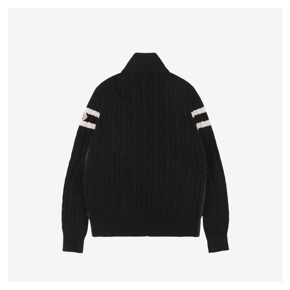 Moncler Double-Stripe Sleeve Panel Down Jacket Black