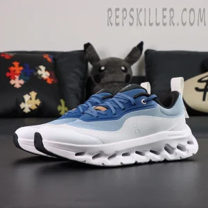 ON Loewe x Cloudtilt 2 ‘Blue White’ front side profile showcasing gradient blue mesh upper and white midsole.