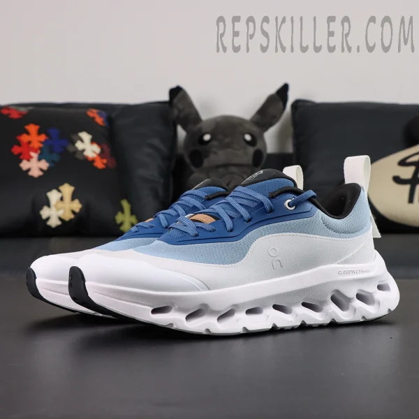 ON Loewe x Cloudtilt 2 ‘Blue White’ front side profile showcasing gradient blue mesh upper and white midsole.