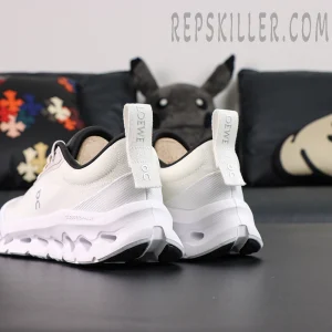 ON Loewe x Cloudtilt 2 ‘Sand White’ angled pair view featuring sculpted midsole and minimalist lines.