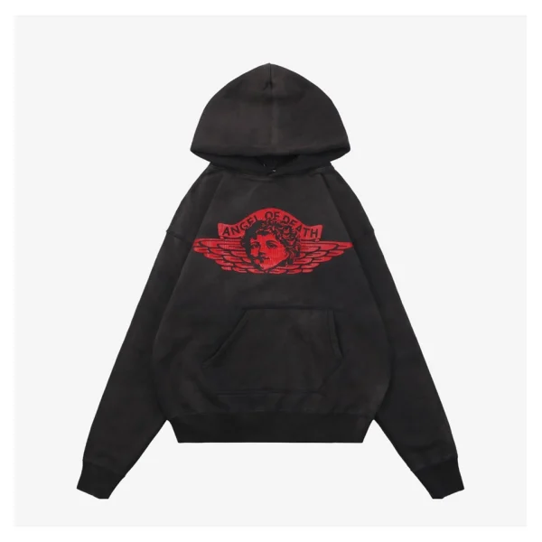 Saint Michael Angel of Death Vintage Washed Hoodie Front side