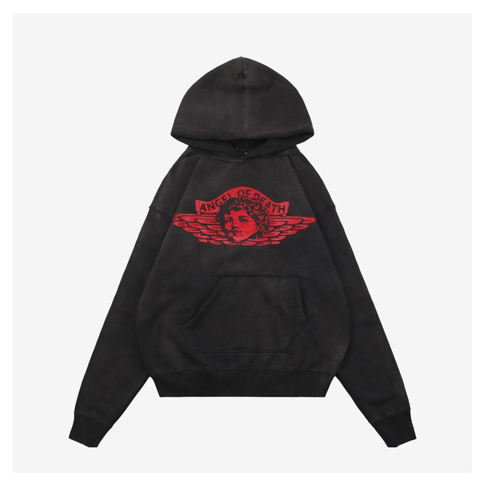 Saint Michael Angel of Death Vintage Washed Hoodie Front side