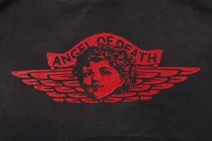 Saint Michael Angel of Death Vintage Washed Hoodie Front side Print