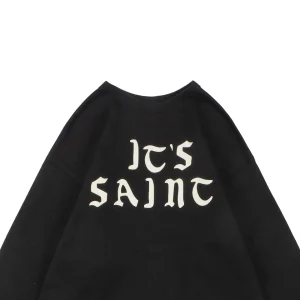 Saint Michael Gothic Flocked Lettering Crewneck Sweatshirt