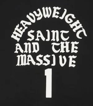 Saint Michael Gothic Flocked Lettering Crewneck Sweatshirt Back side Print