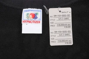 Saint Michael Gothic Flocked Lettering Crewneck Sweatshirt Logo tag