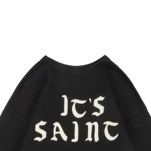 Saint Michael Gothic Flocked Lettering Crewneck Sweatshirt