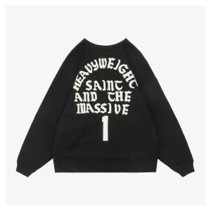 Saint Michael Gothic Flocked Lettering Crewneck Sweatshirt Back side