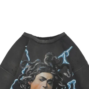 Saint Michael Medusa Lightning Graphic Crewneck Sweatshirt