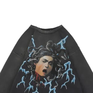 Saint Michael Medusa Lightning Graphic Crewneck Sweatshirt