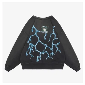 Saint Michael Medusa Lightning Graphic Crewneck Sweatshirt Back side