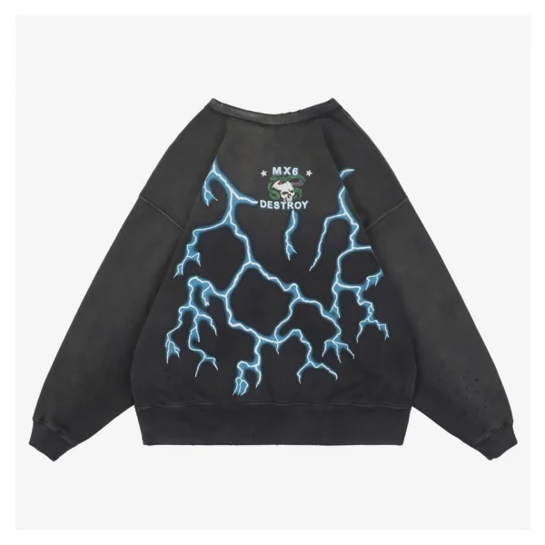Saint Michael Medusa Lightning Graphic Crewneck Sweatshirt Back side