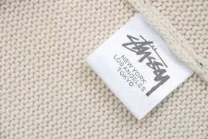 Stussy Surfer Graphic Knit Sweater Beige Wash tag