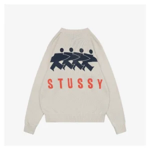 Stussy Surfer Graphic Knit Sweater Beige Back side