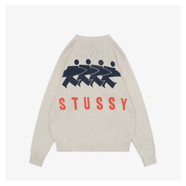 Stussy Surfer Graphic Knit Sweater Beige Back side