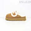 Violet Shearling Platform Slipper Chestnut