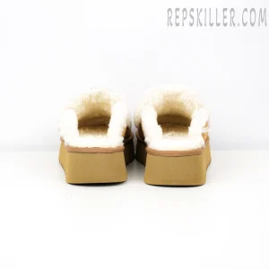 Violet Shearling Platform Slipper Chestnut Heels
