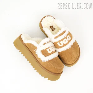 Violet Shearling Platform Slipper Chestnut