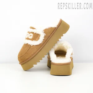 Violet Shearling Platform Slipper Chestnut