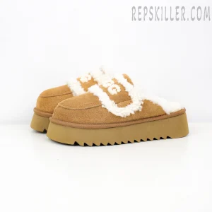 Violet Shearling Platform Slipper Chestnut