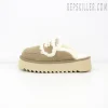 Violet Shearling Platform Slipper Sand Grey
