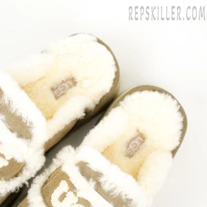 Violet Shearling Platform Slipper Sand Grey