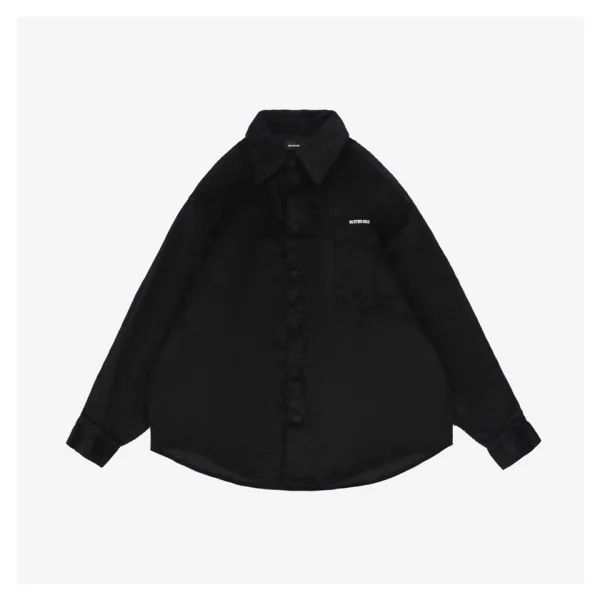 We11done Corduroy Embroidered Shirt Black Front side