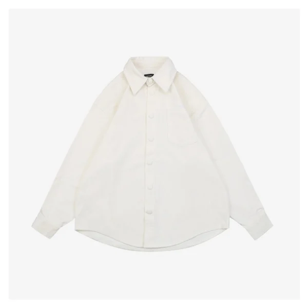 We11done Corduroy Embroidered Shirt White