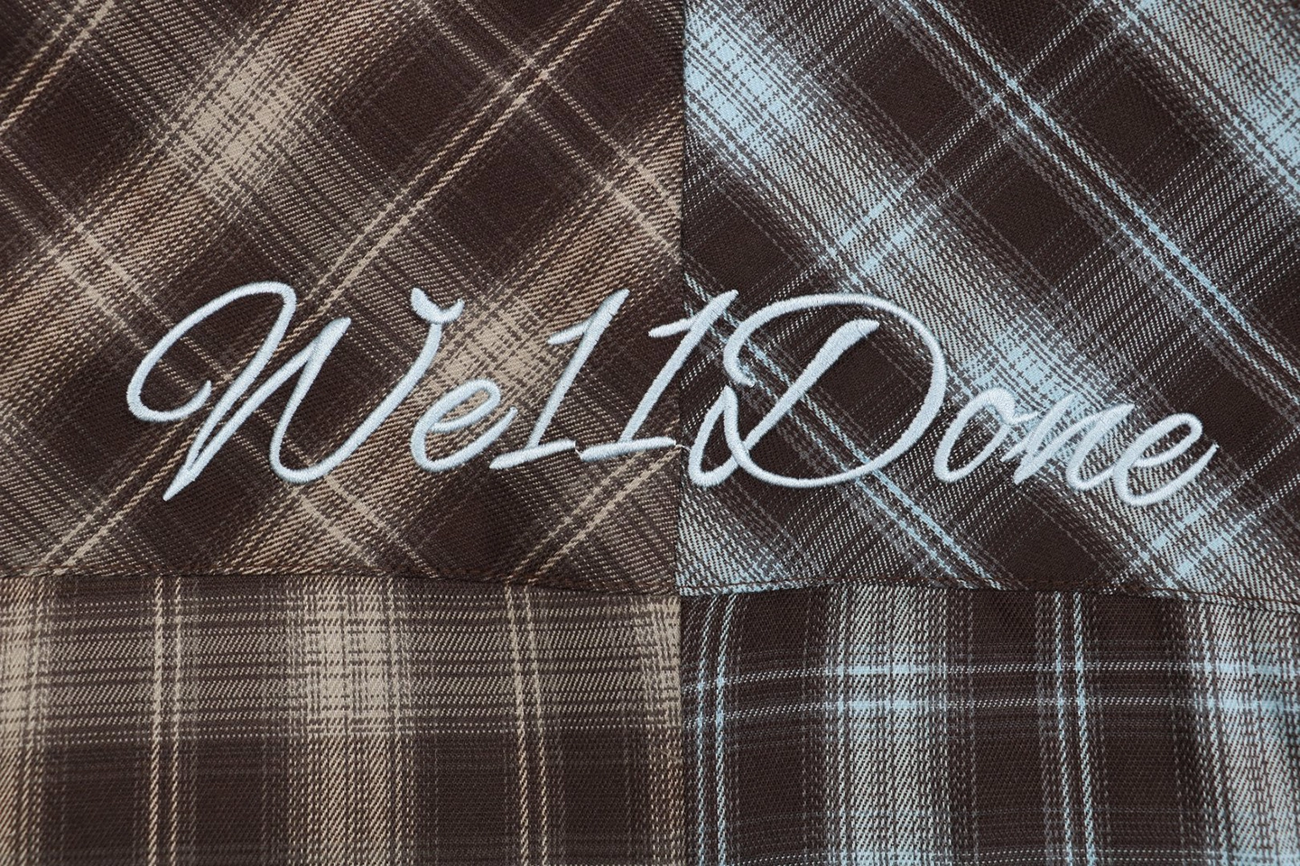 We11done Plaid Panel Embroidered Shirt Logo