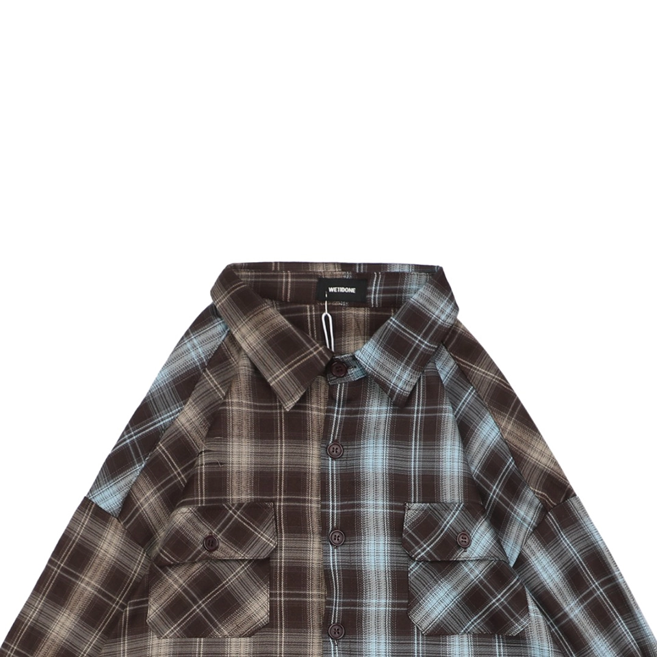 We11done Plaid Panel Embroidered Shirt