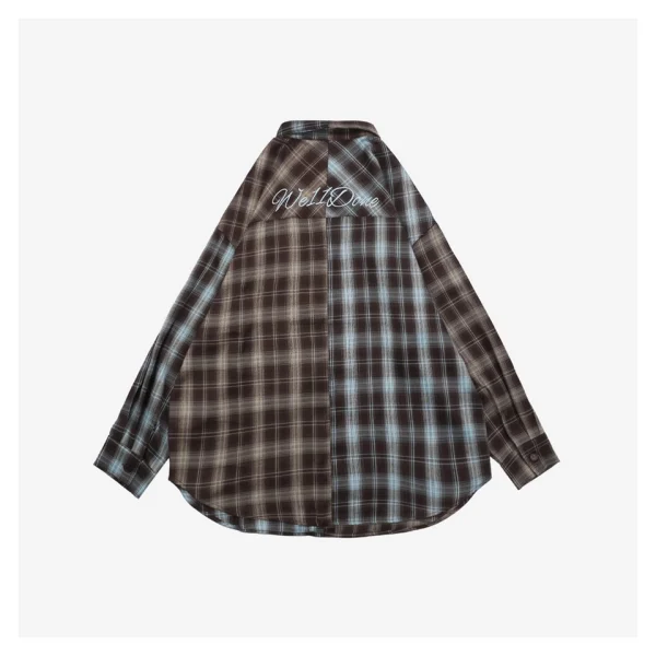 We11done Plaid Panel Embroidered Shirt Back side