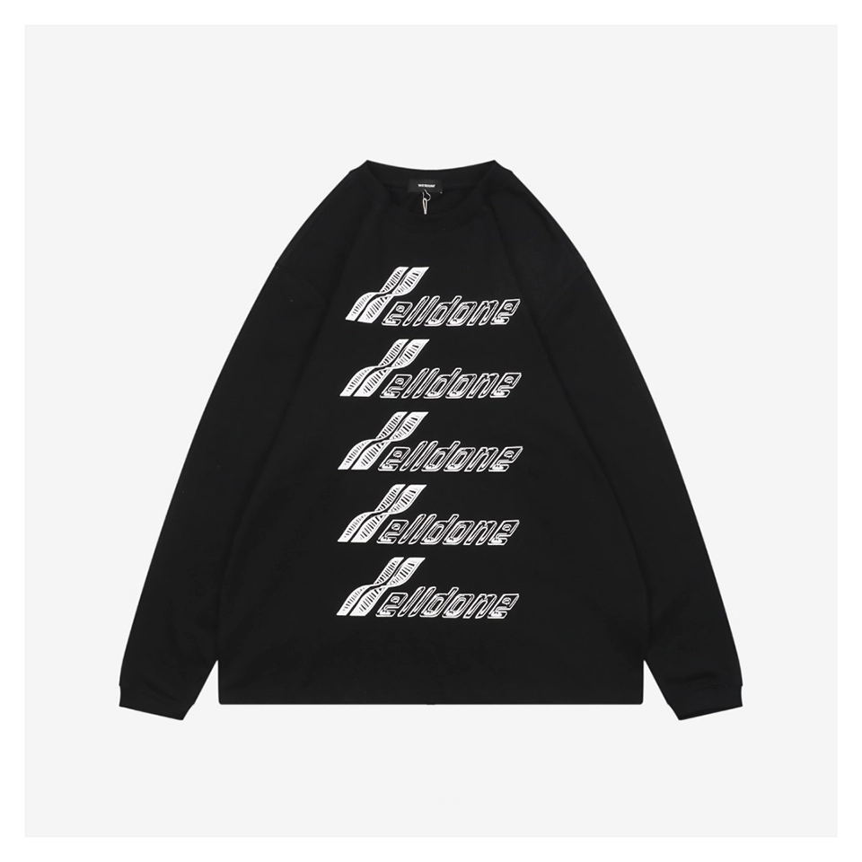 We11done Repetitive Hand-Drawn Logo Graphic Shirt Black