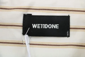 We11done Striped Tie-Detail Shirt Logo tag
