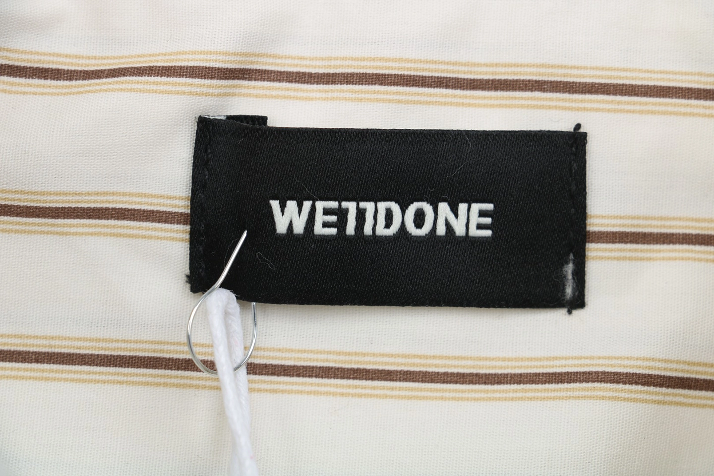 We11done Striped Tie-Detail Shirt Logo tag