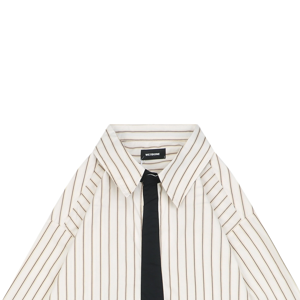 We11done Striped Tie-Detail Shirt
