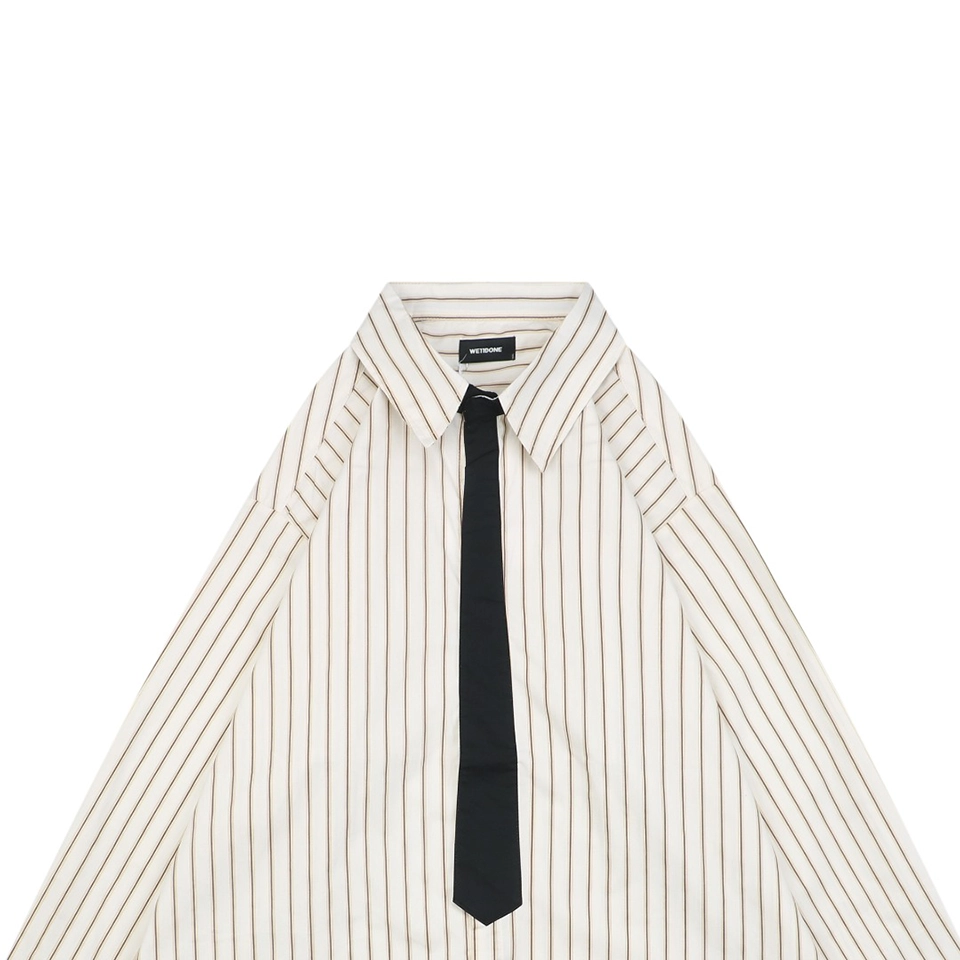 We11done Striped Tie-Detail Shirt