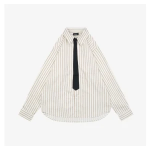 We11done Striped Tie-Detail Shirt Front side