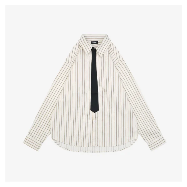 We11done Striped Tie-Detail Shirt Front side