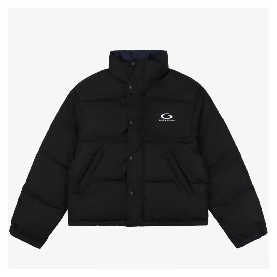 Balenciaga Reversible Puffer Jacket with Safety Pin Black/Navy Front side
