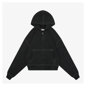 Acne Studios Contrast Stitch Logo Zip Hoodie Front view