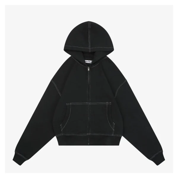 Acne Studios Contrast Stitch Logo Zip Hoodie Front view