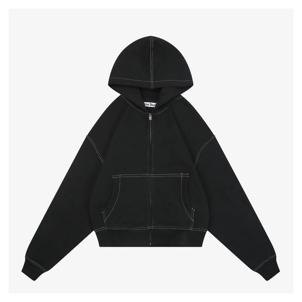 Acne Studios Contrast Stitch Logo Zip Hoodie Front view